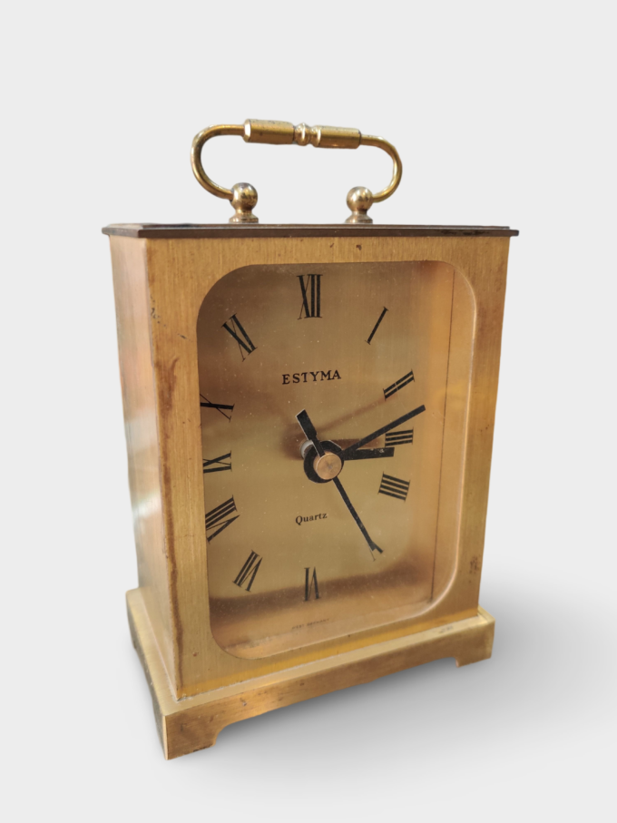 Vintage 1970s Estyma Brass Mantel Clock | Made in Germany