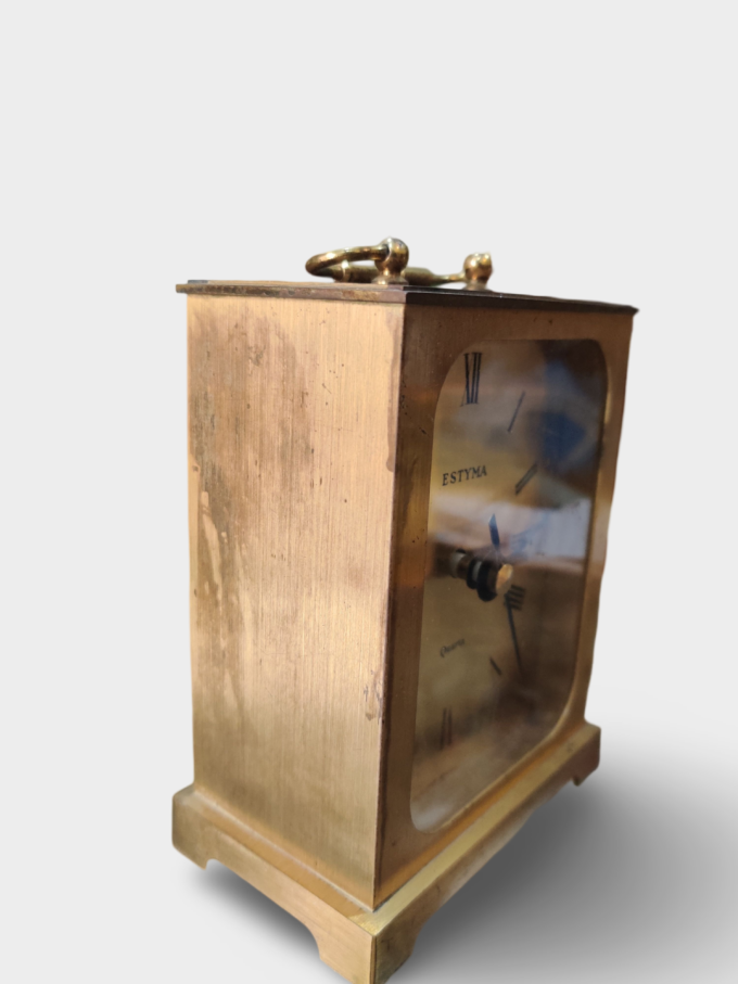 Vintage 1970s Estyma Brass Mantel Clock | Made in Germany